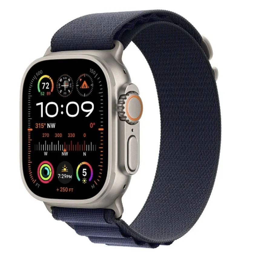 Apple Watch Ultra 2 2024 49 мм, корпус из натурального титана, ремешок Alpine темно-синего цвета, размер M
