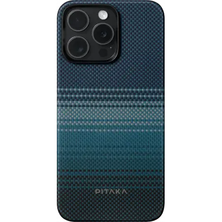 Чехол Pitaka Fusion Weaving MagEZ Case 4 для iPhone 15 Pro, синий/голубой